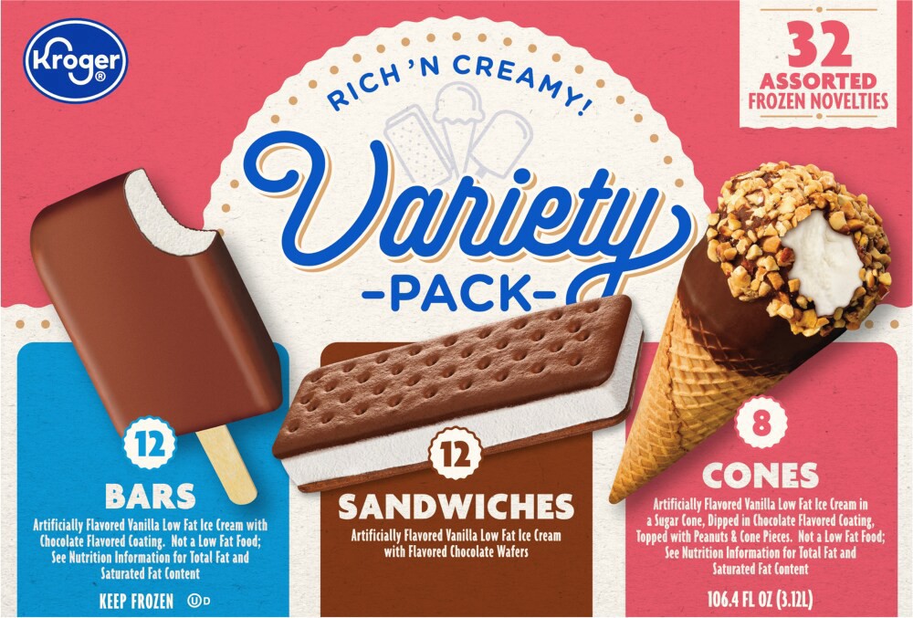 slide 6 of 6, Kroger Variety Pack Frozen Novelties, 32 ct