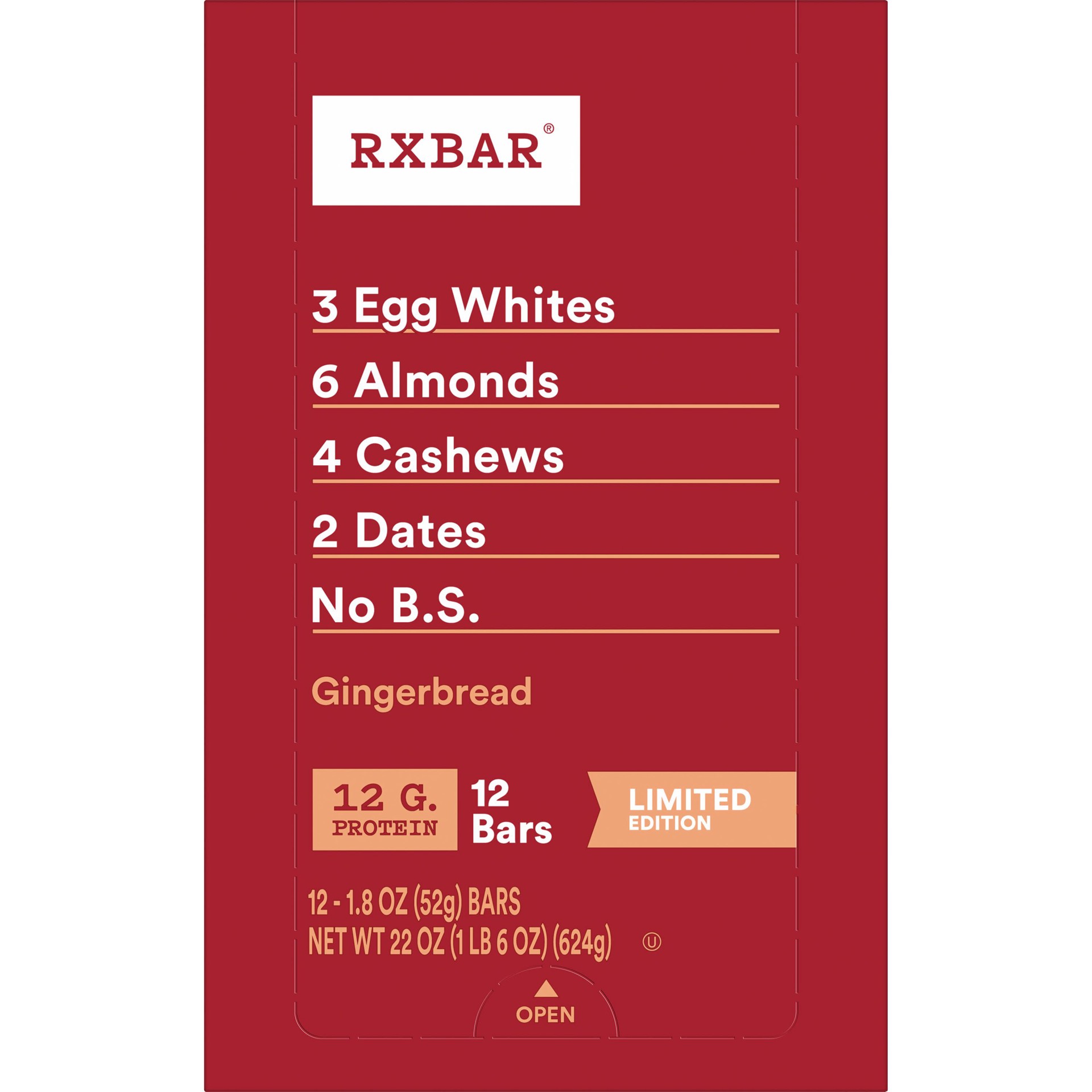 slide 1 of 5, RXBAR Protein Bars, Gingerbread, 22 oz, 12 Count, 22 oz