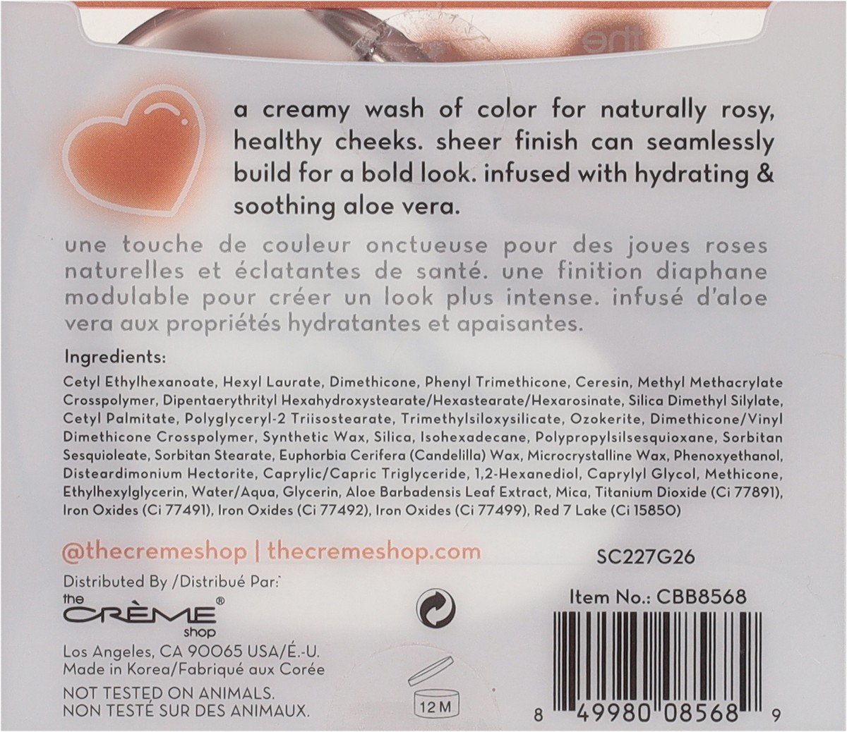 slide 12 of 13, The Crème Shop Creme Blush Balm with Hydrating & Soothing Aloe Vera 0.176 oz, 0.176 oz