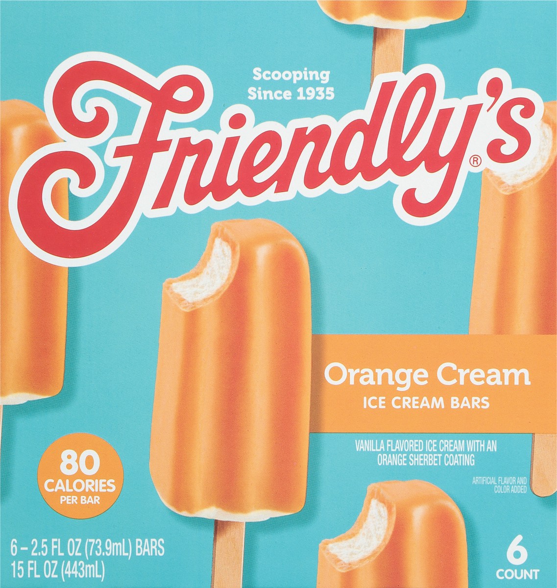 slide 4 of 11, Friendly's Orange Cream Fruit Swirl Bars, 6 ct; 2.75 fl oz