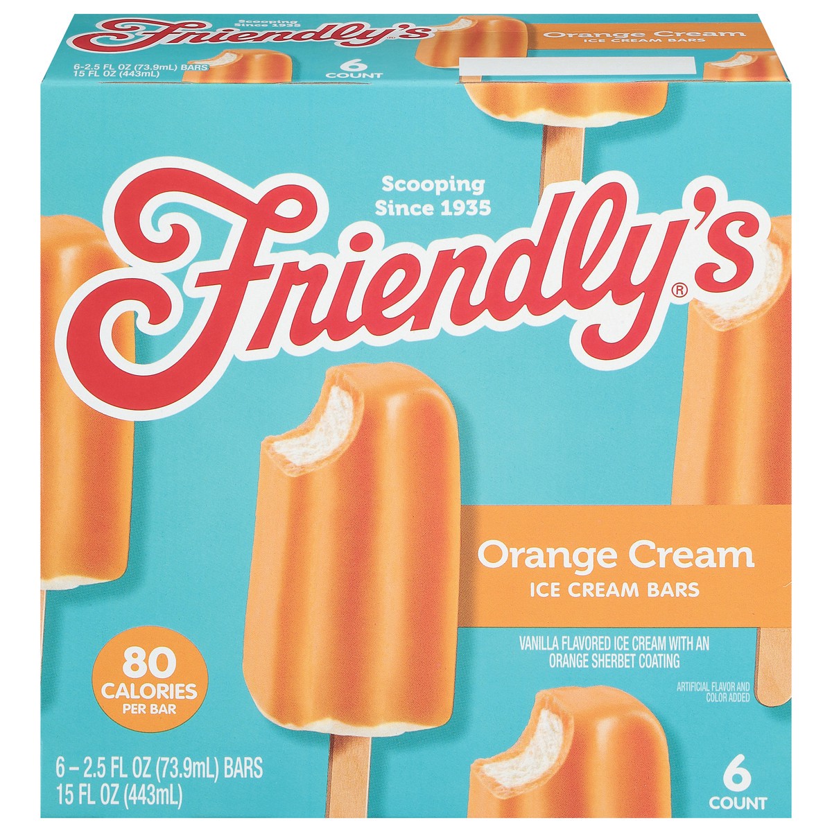 slide 1 of 11, Friendly's Orange Cream Frozen Dairy Dessert Bars - 6 x 2.5 fl oz, 16.5 fl oz