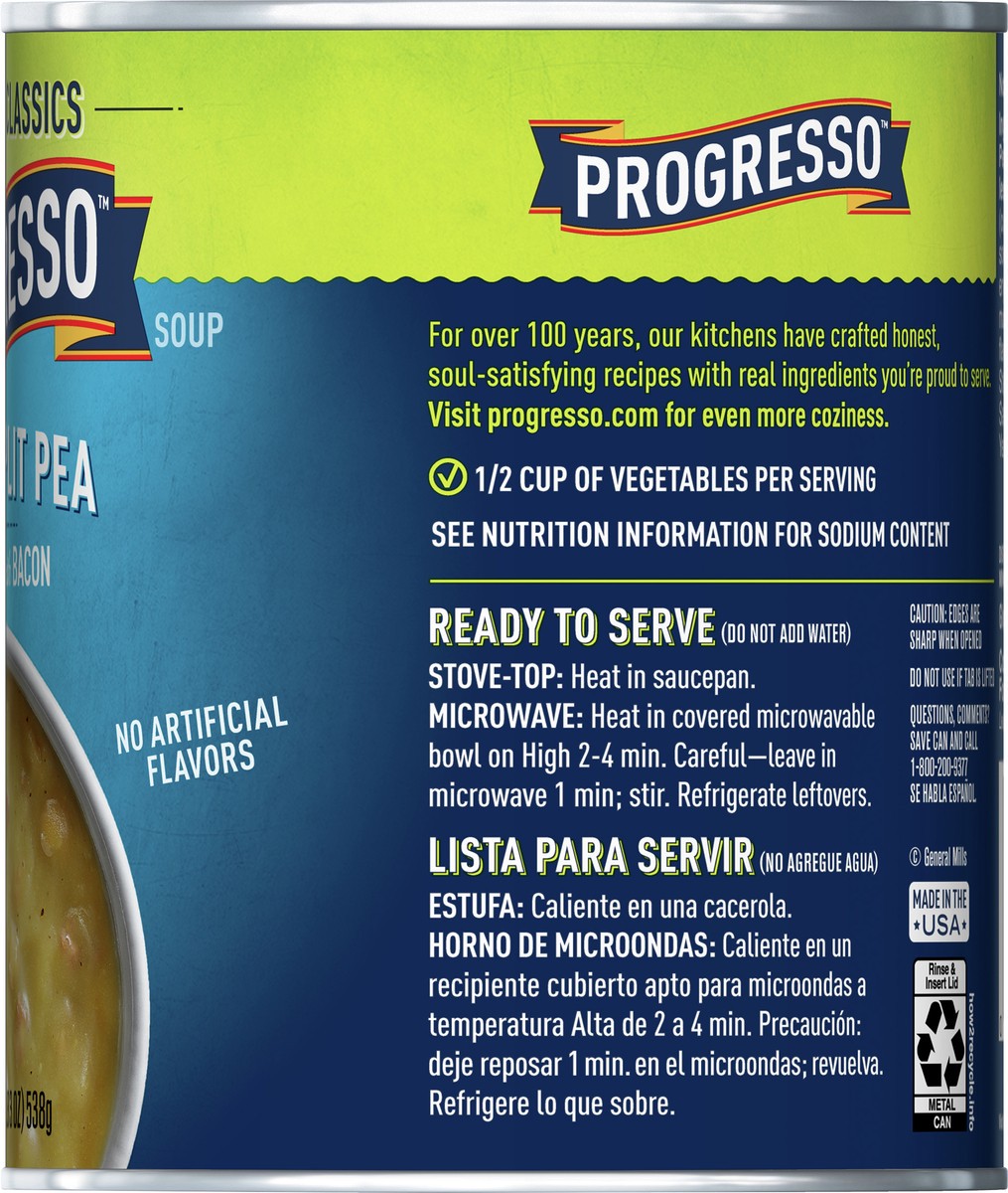 slide 7 of 9, Progresso Green Split Pea Soup, Vegetable Classics Canned Soup, Gluten Free, 19 oz, 19 oz