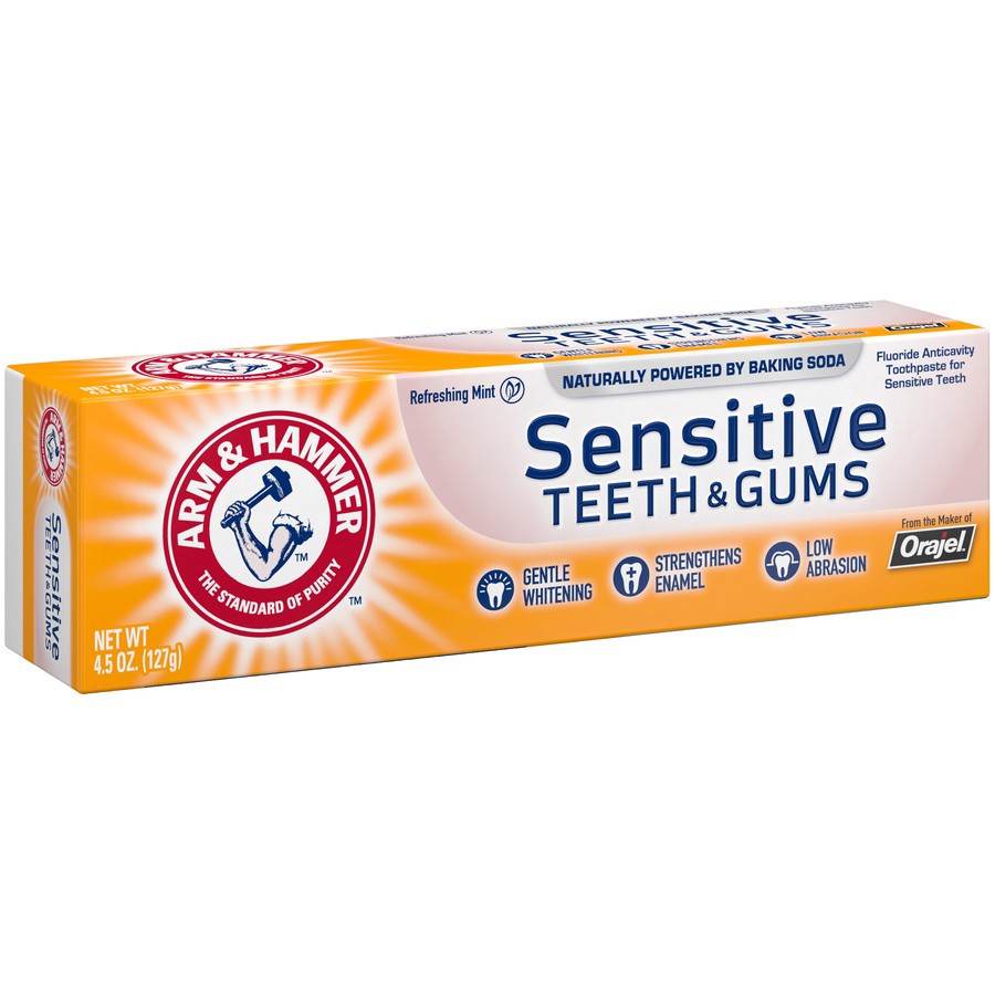 slide 2 of 4, ARM & HAMMER Sensitive Whitening Toothpaste with Baking Soda & Tartar Control, 4.5 oz