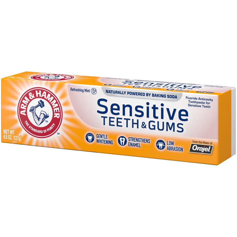 slide 3 of 4, ARM & HAMMER Sensitive Whitening Toothpaste with Baking Soda & Tartar Control, 4.5 oz