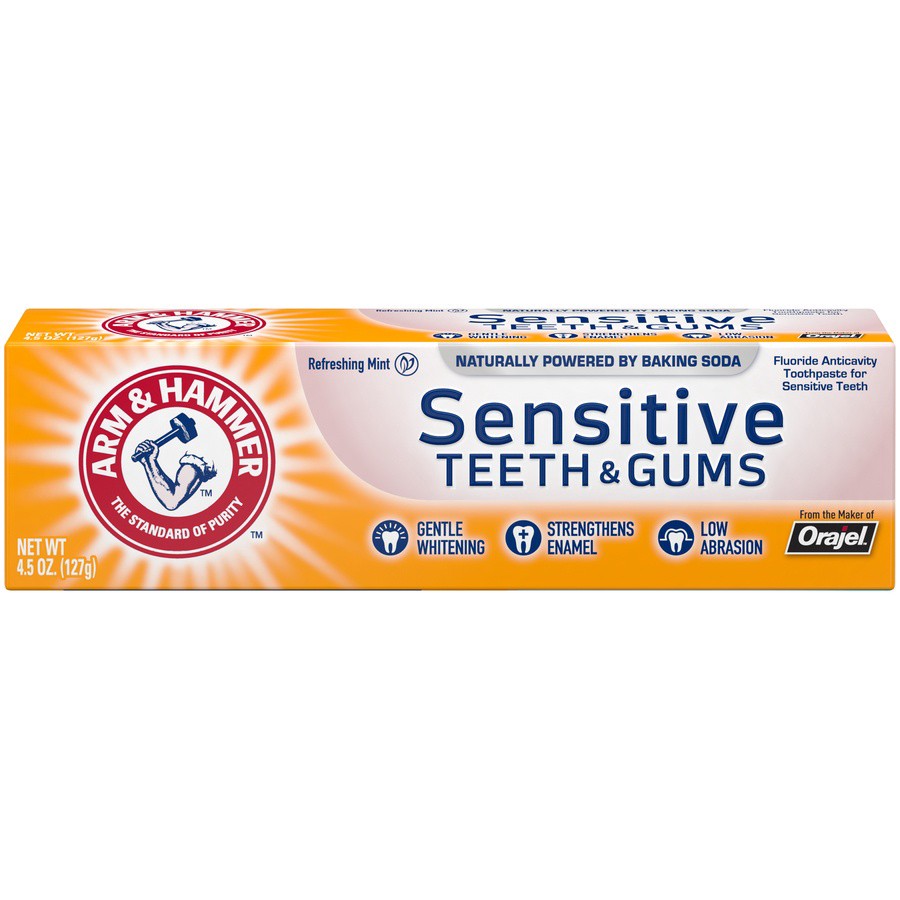 slide 1 of 4, ARM & HAMMER Sensitive Whitening Toothpaste with Baking Soda & Tartar Control, 4.5 oz