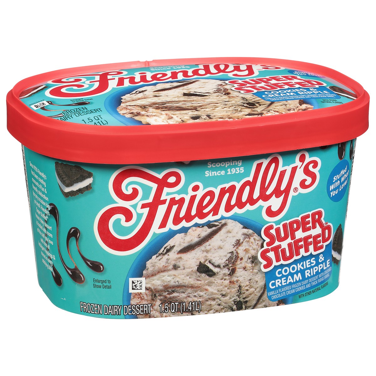 slide 2 of 9, Friendly's Super Stuffed Cookies & Cream Ripple Frozen Dairy Dessert 1.5 qt, 1.5 qt