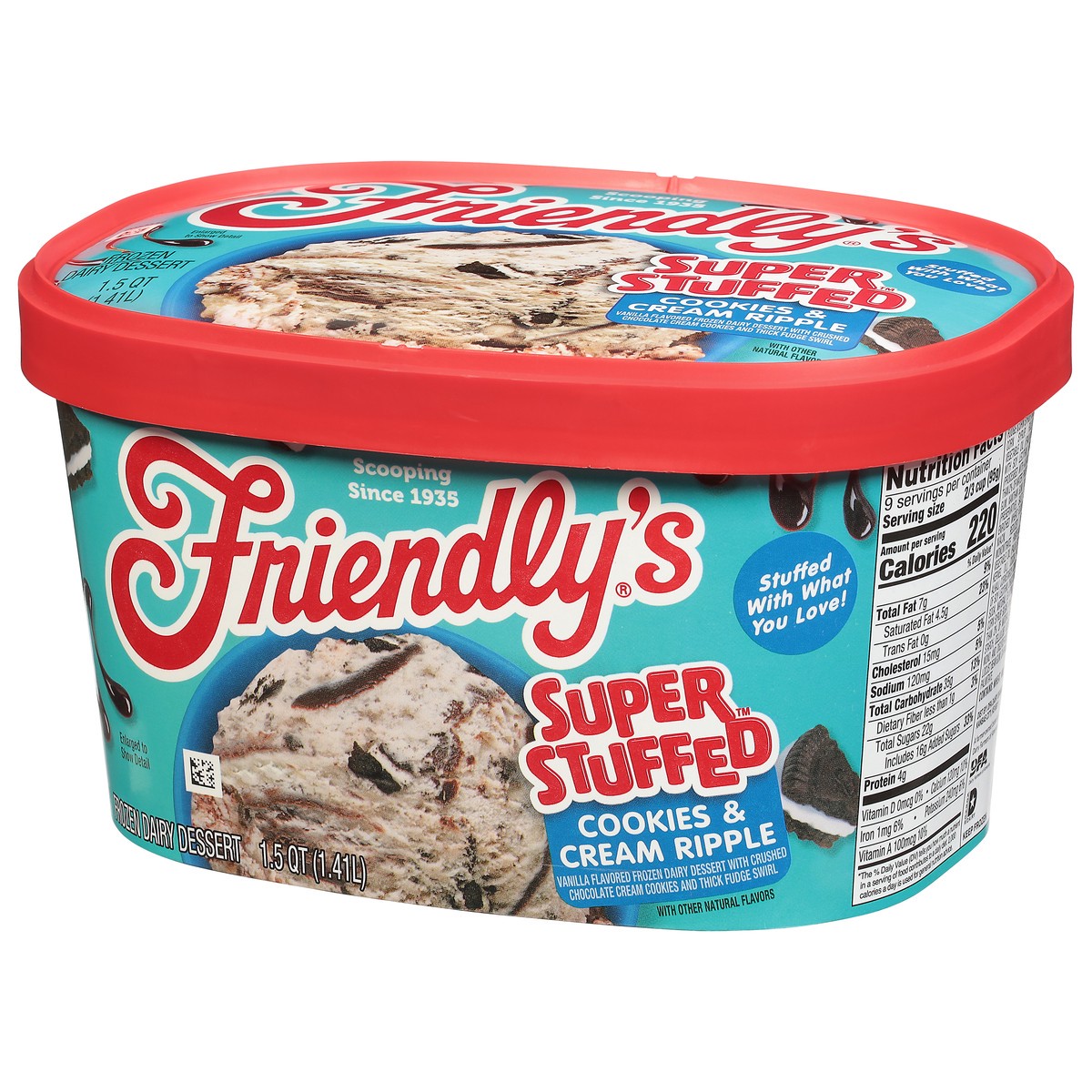 slide 3 of 9, Friendly's Super Stuffed Cookies & Cream Ripple Frozen Dairy Dessert 1.5 qt, 1.5 qt