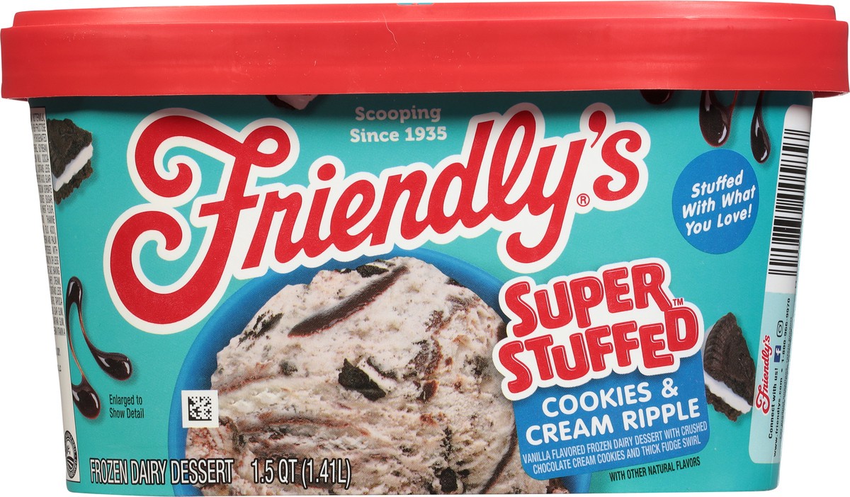 slide 5 of 9, Friendly's Super Stuffed Cookies & Cream Ripple Frozen Dairy Dessert 1.5 qt, 1.5 qt