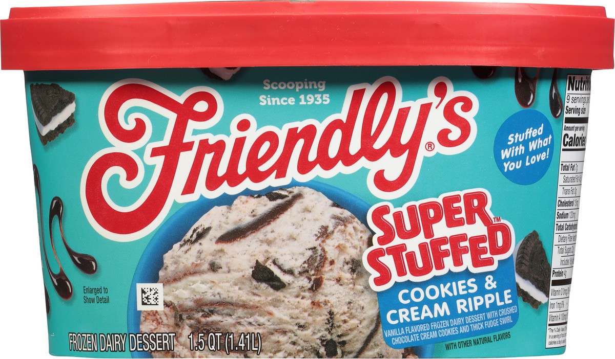 slide 6 of 9, Friendly's Super Stuffed Cookies & Cream Ripple Frozen Dairy Dessert 1.5 qt, 1.5 qt