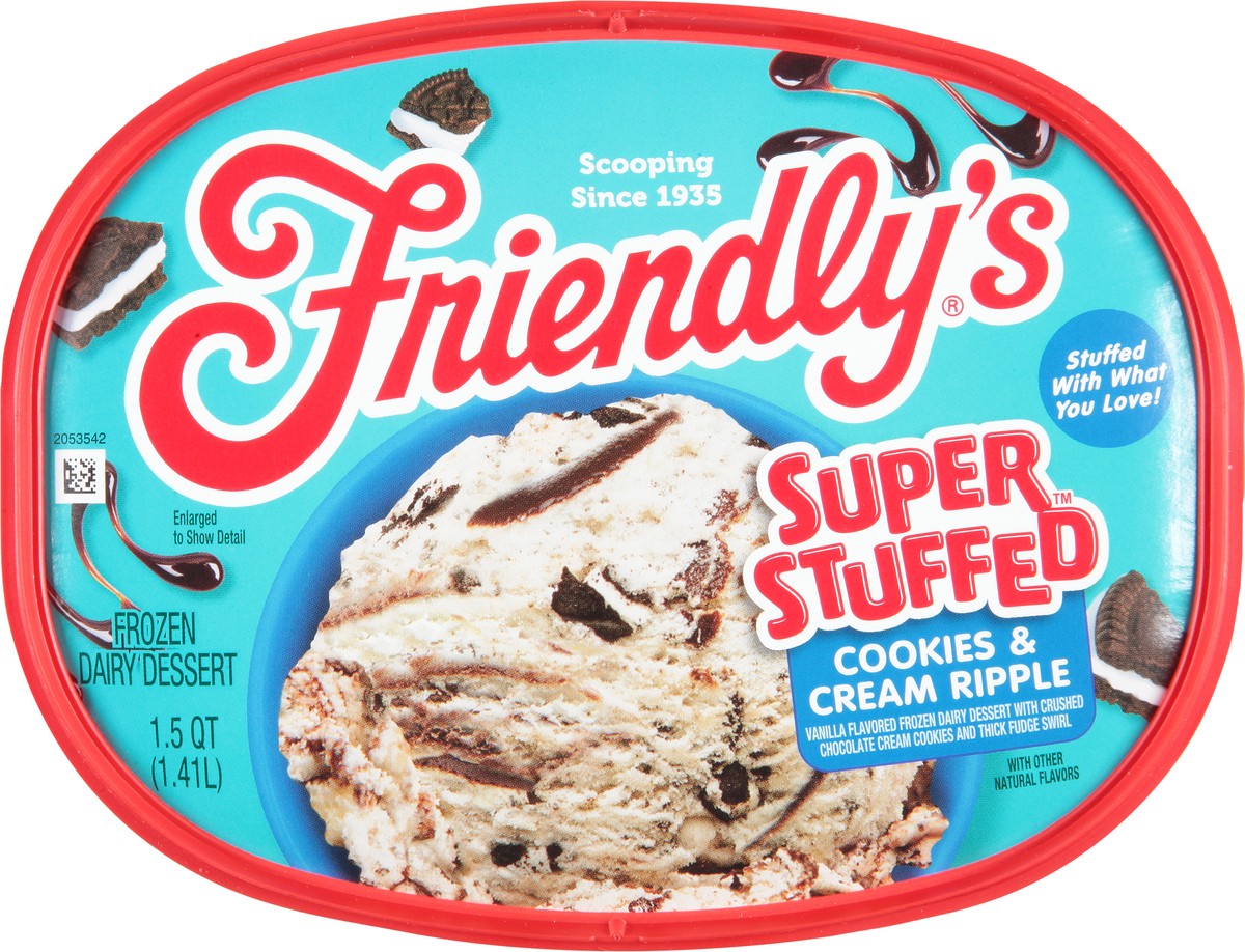 slide 9 of 9, Friendly's Super Stuffed Cookies & Cream Ripple Frozen Dairy Dessert 1.5 qt, 1.5 qt