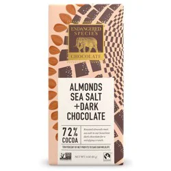 Endangered Species 72% Dark Chocolate with Sea Salt and Almonds - 3 oz