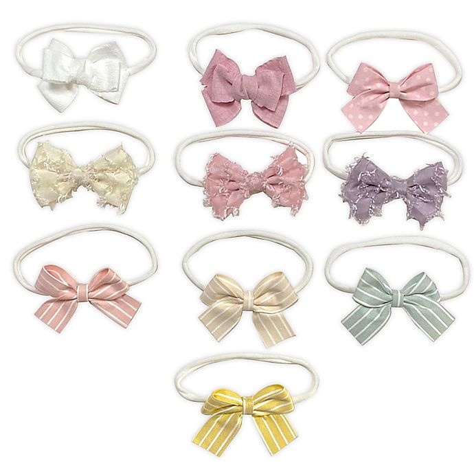 slide 1 of 1, Curls & Pearls Stripe Textured Bows, 10 ct