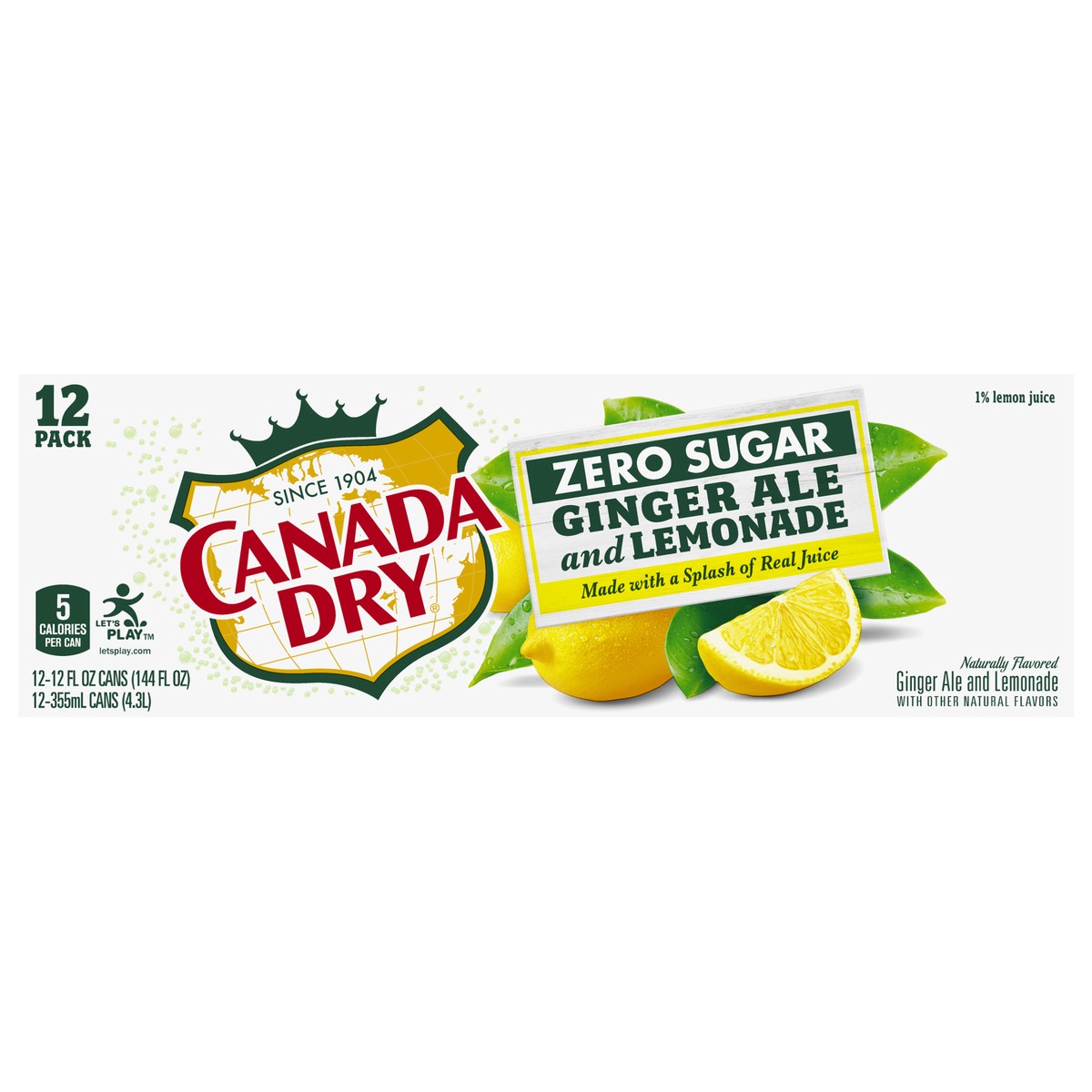 slide 1 of 2, Canada Dry Lemonade Diet Ginger Ale 12Pk, 144 fl oz