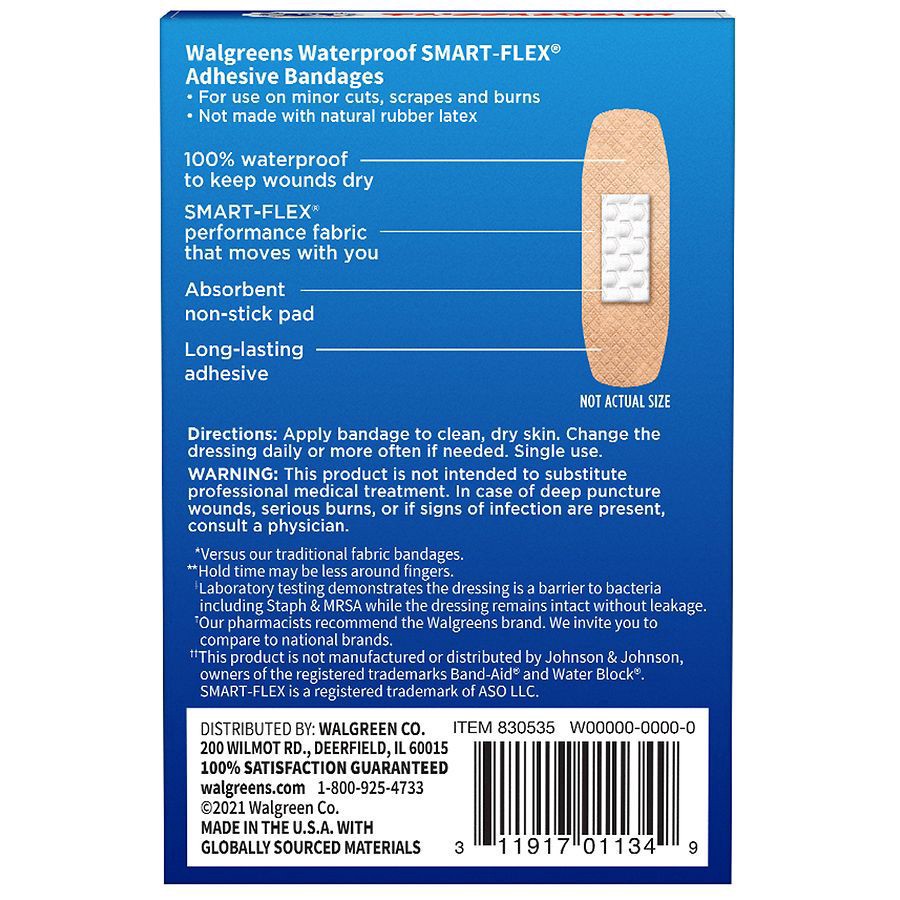 slide 3 of 5, Walgreens Waterproof Smart-Flex Adhesive Bandages, 20 ct