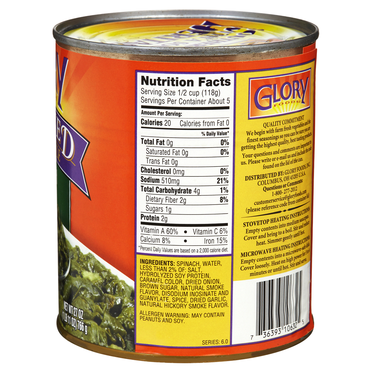 slide 2 of 2, Glory Foods Seasoned Southern Style Seasoned Country Style Spinach, 27 oz