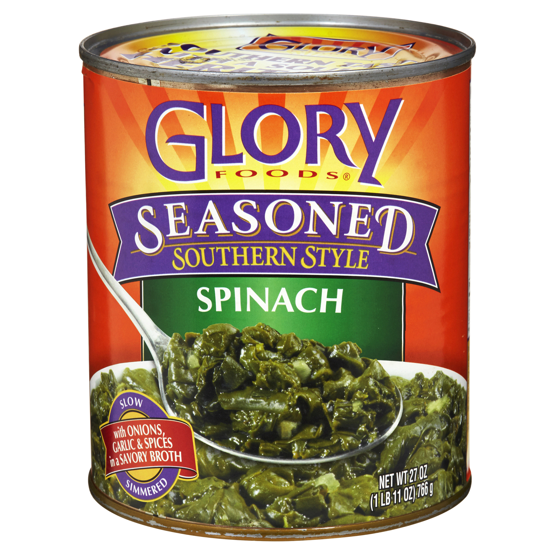 slide 1 of 2, Glory Foods Seasoned Southern Style Seasoned Country Style Spinach, 27 oz