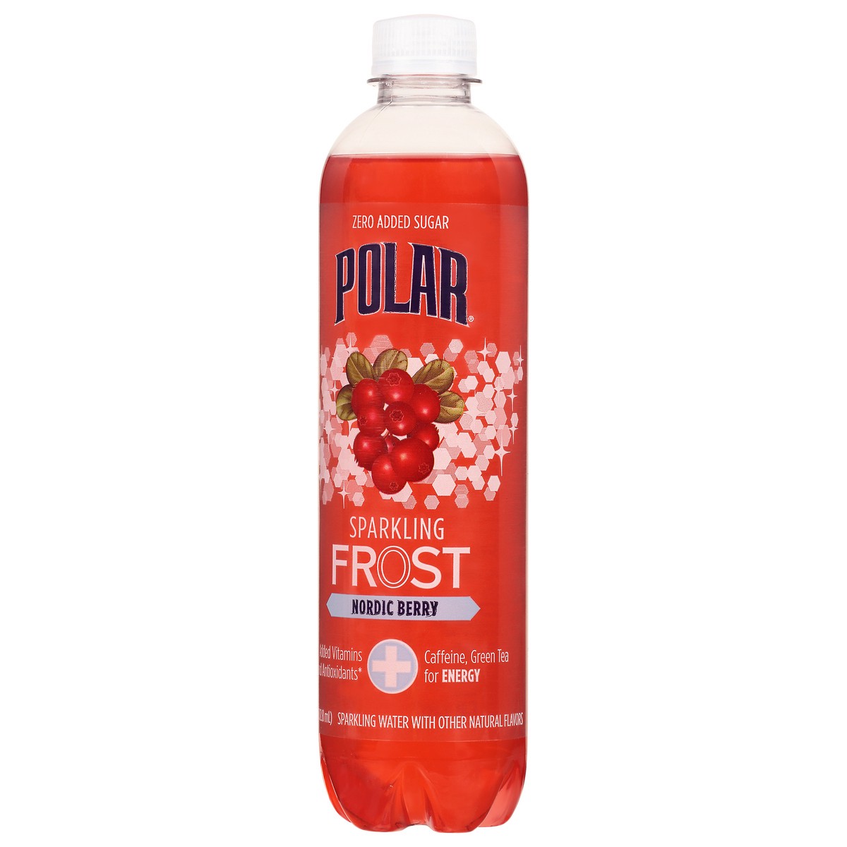 slide 13 of 13, POLAR BEVERAGES Frost Sparkling Water+Caffeine&Grntea Nordicberry(Btl) - 17 fl oz, 17 fl oz