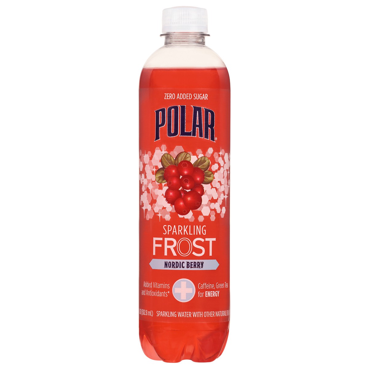 slide 12 of 13, POLAR BEVERAGES Frost Sparkling Water+Caffeine&Grntea Nordicberry(Btl) - 17 fl oz, 17 fl oz