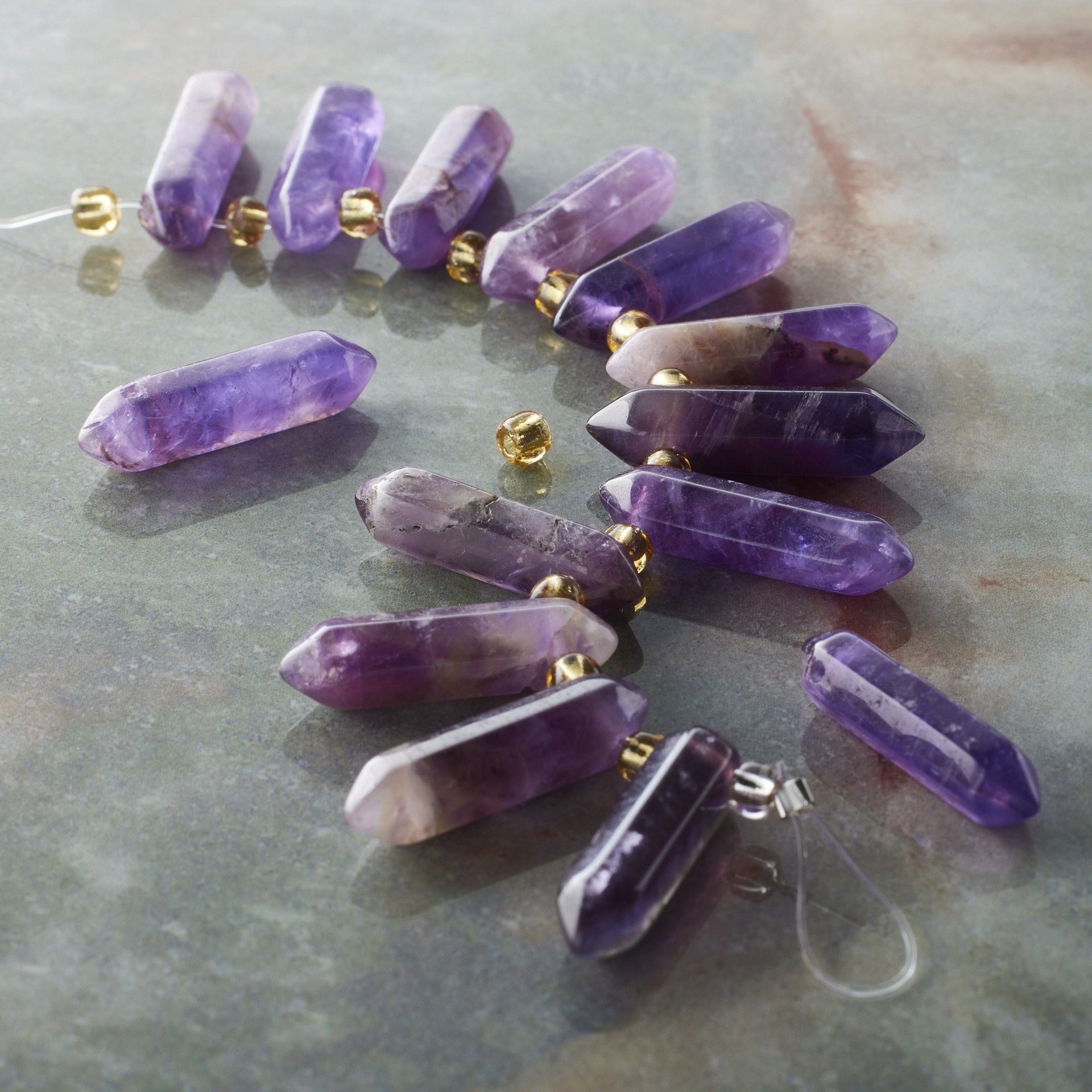 slide 3 of 3, Amethyst Spike Beads By Bead Landing, 20mm-30mm