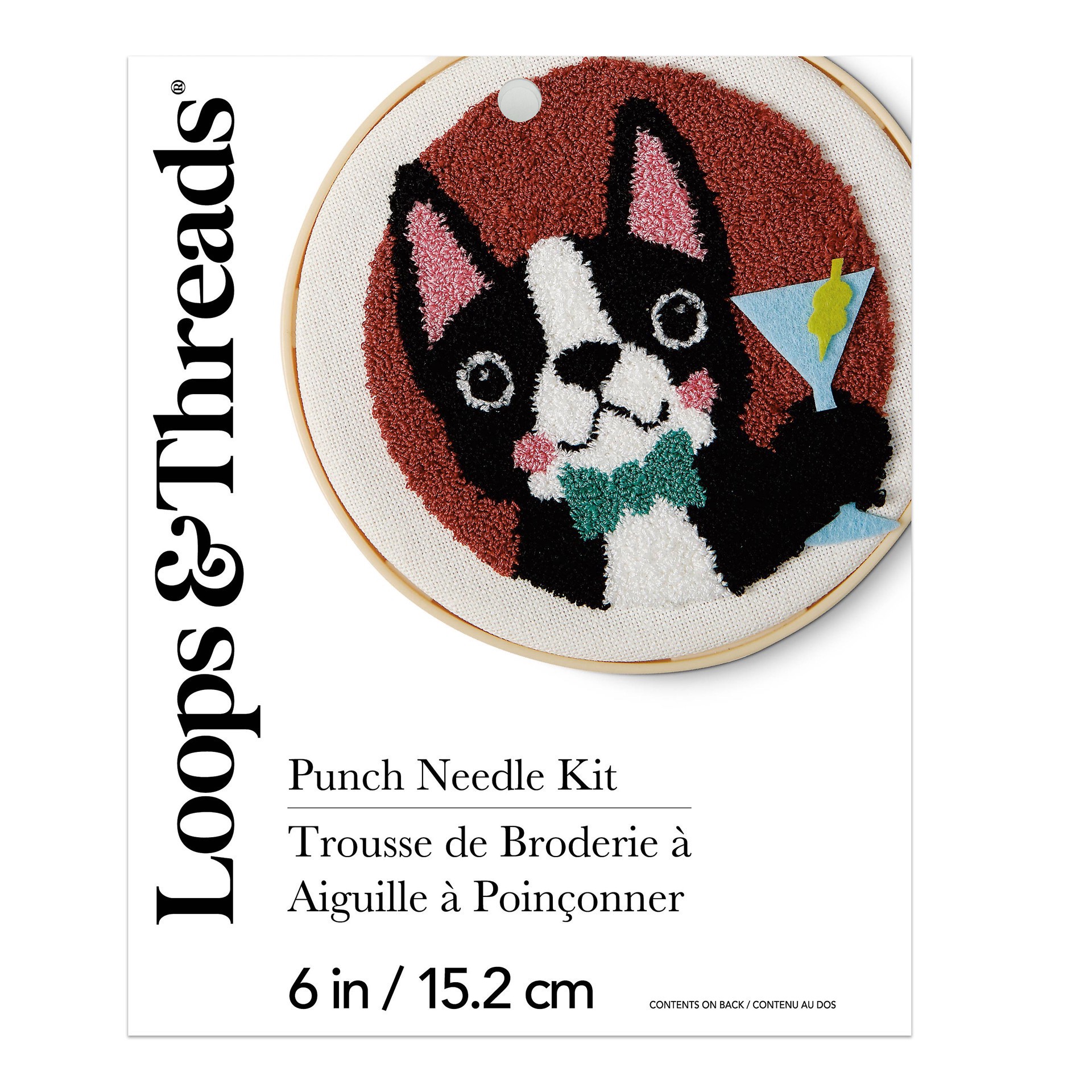 slide 4 of 4, 6" Dog With Martini Punch Needle Kit With Hoop By Loops & Threads, 6 in