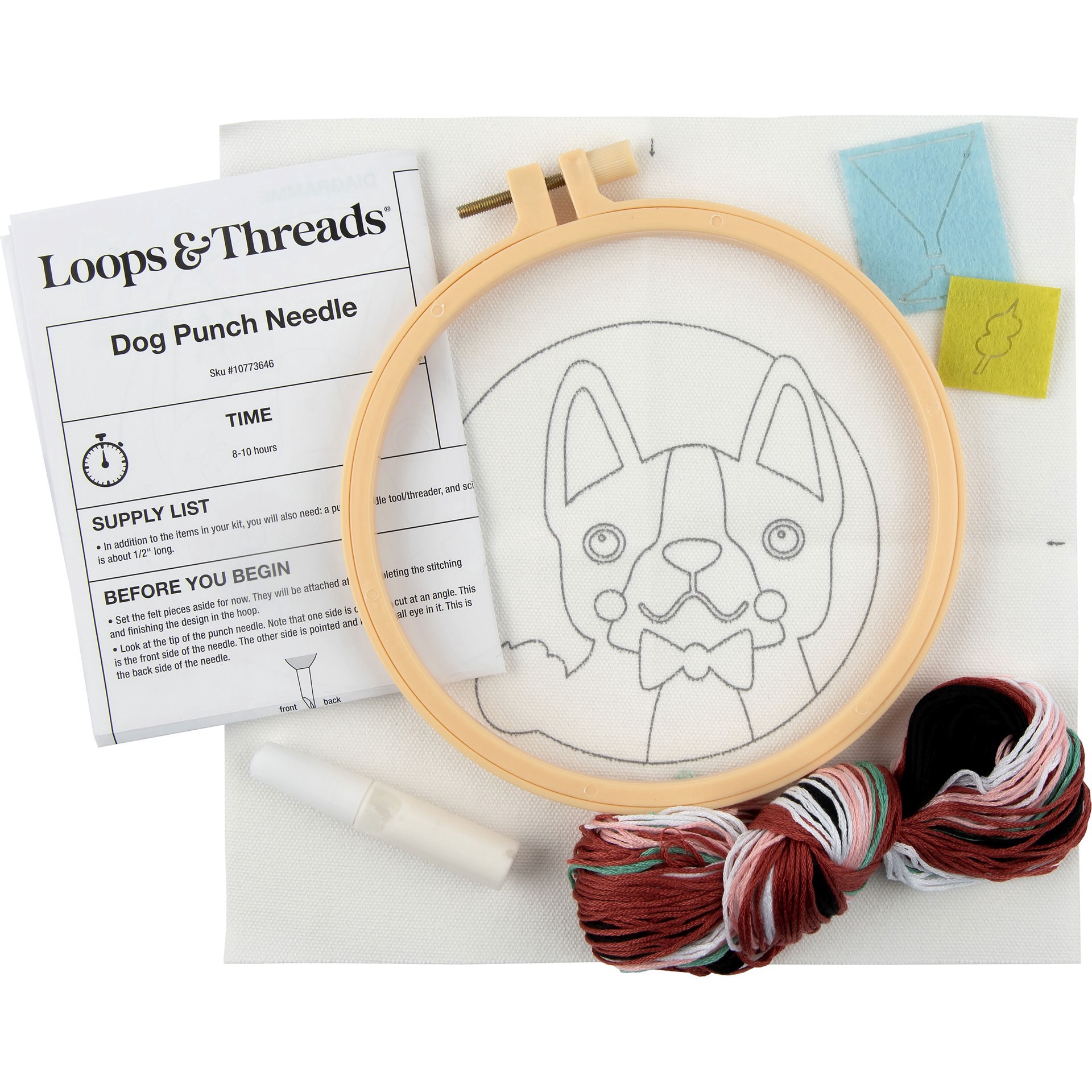 slide 2 of 4, 6" Dog With Martini Punch Needle Kit With Hoop By Loops & Threads, 6 in