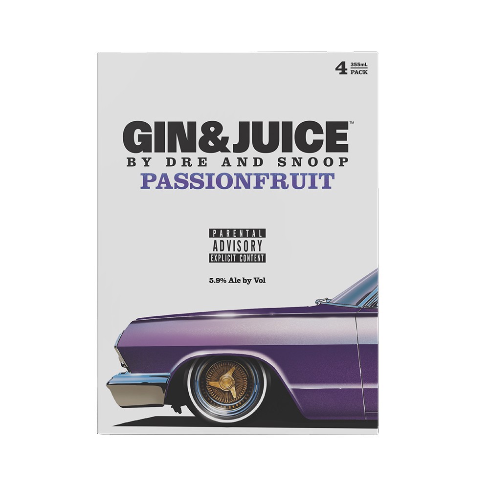 slide 1 of 1, Gin & Juice Passion Fruit - 355 ml, 4 ct; 12 oz
