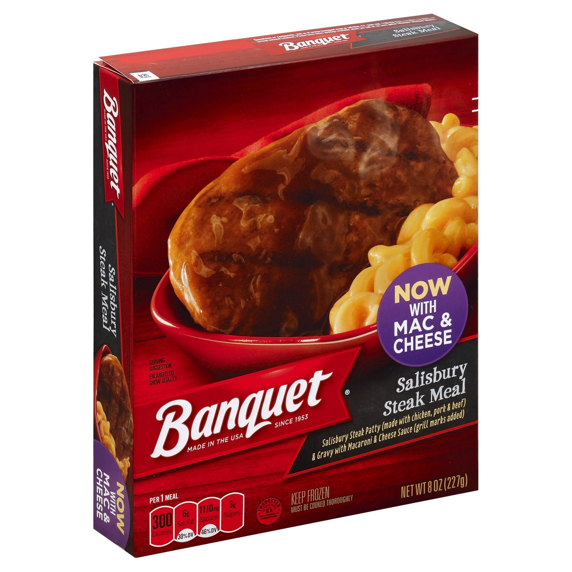 slide 1 of 8, Banquet Salisbury Steak Meal, 8 oz