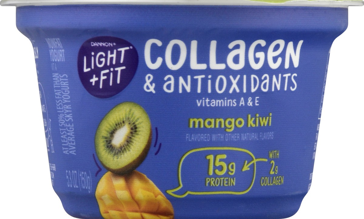 slide 10 of 10, Light + Fit Dannon Light + Fit Icelandic Style Nonfat Yogurt with Collagen & Antioxidants, Mango Kiwi, 5.3oz, 5.3 oz