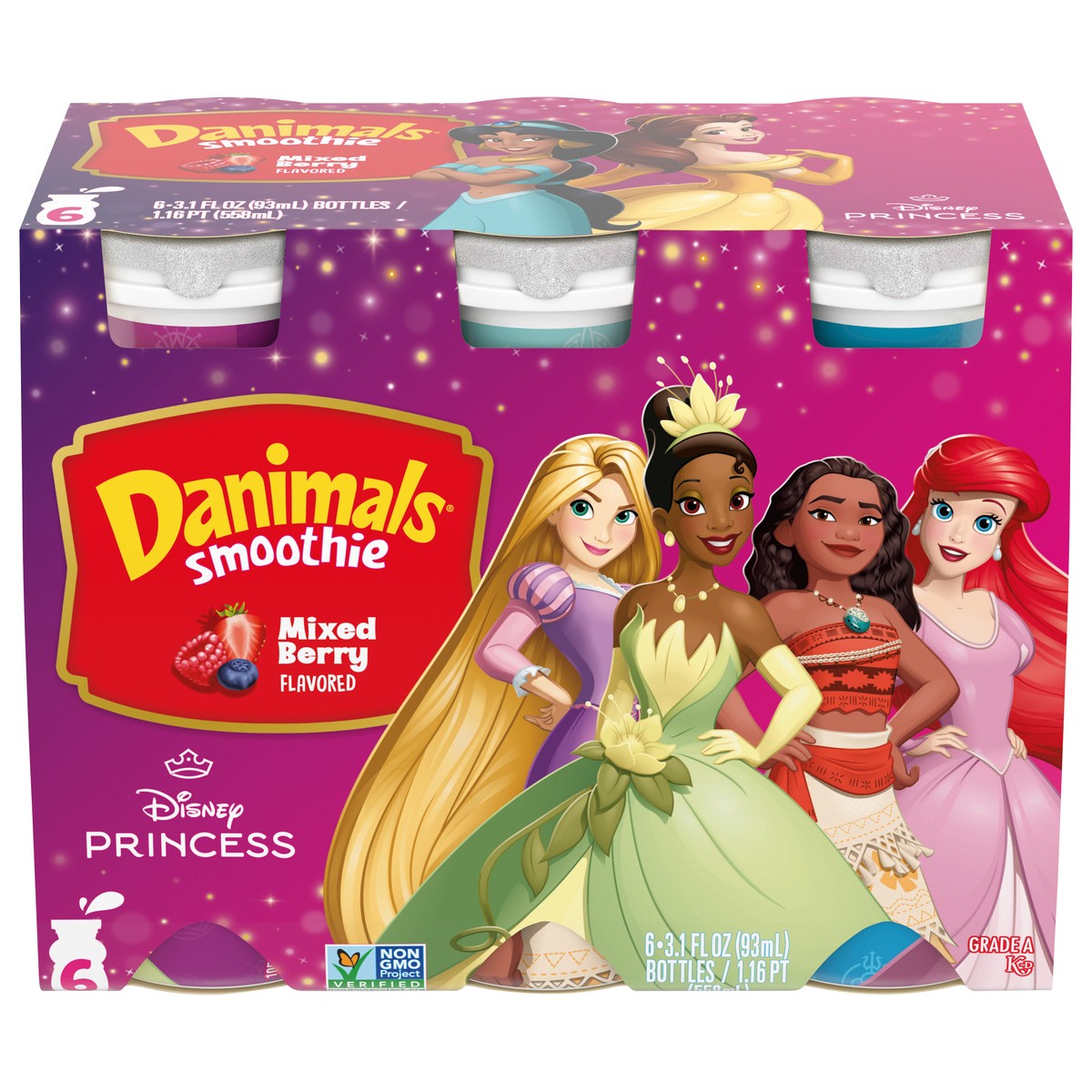 slide 1 of 5, Danimals Smoothie Mixed Berry Dairy Drink Multi-Pack, 6 Ct, 3.1 OZ Smoothie Bottles, 6 ct; 3.1 fl oz