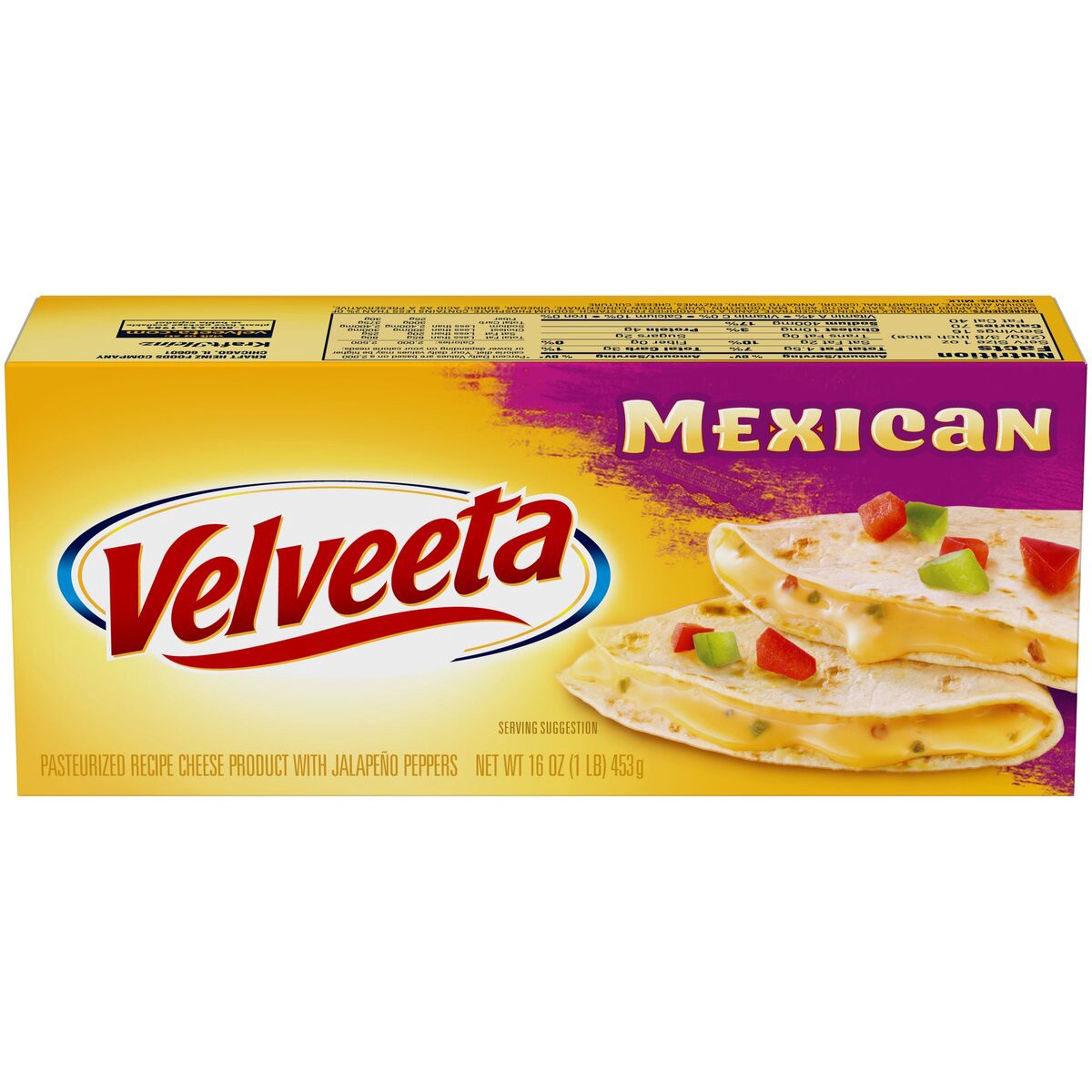 slide 1 of 5, Velveeta Mexican Pasteurized Recipe Cheese Product with Jalapeno Peppers, 16 oz Block, 16 oz
