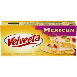 Velveeta Mexican Pasteurized Recipe Cheese Product with Jalapeno Peppers, 16 oz Block