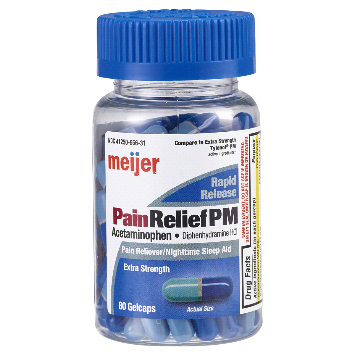 slide 1 of 13, Meijer Rapid Release Pain Relief PM, Extra Strength Gelcaps, 80 ct