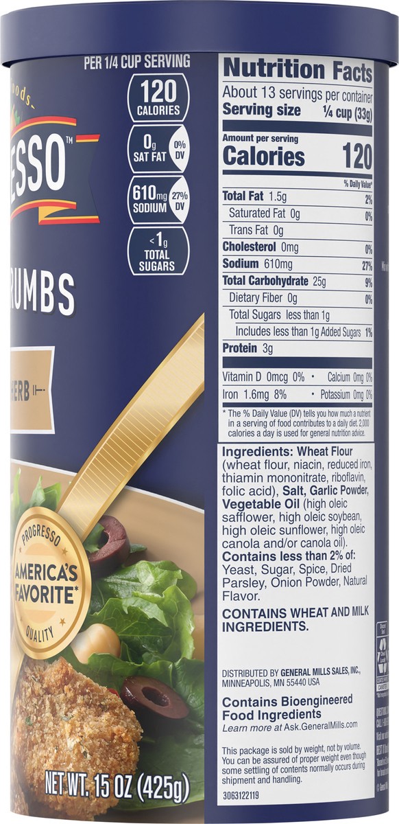 slide 12 of 13, Progresso, Garlic And Herb Bread Crumbs, 15 ounces, 15 oz