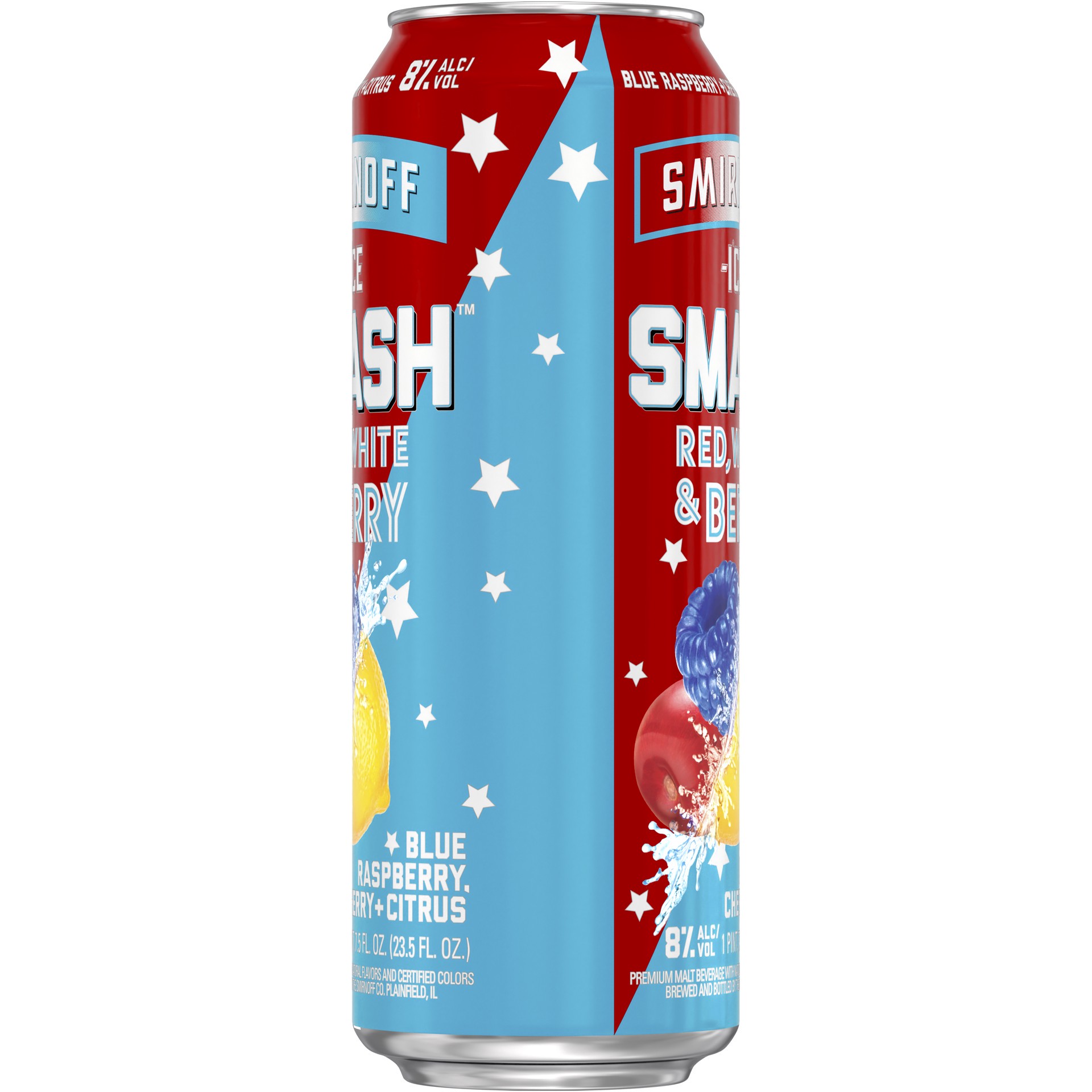 slide 2 of 4, Smirnoff Ice Smash Red/White & Berry Beer 23.5 fl oz Can, 23.5 fl oz