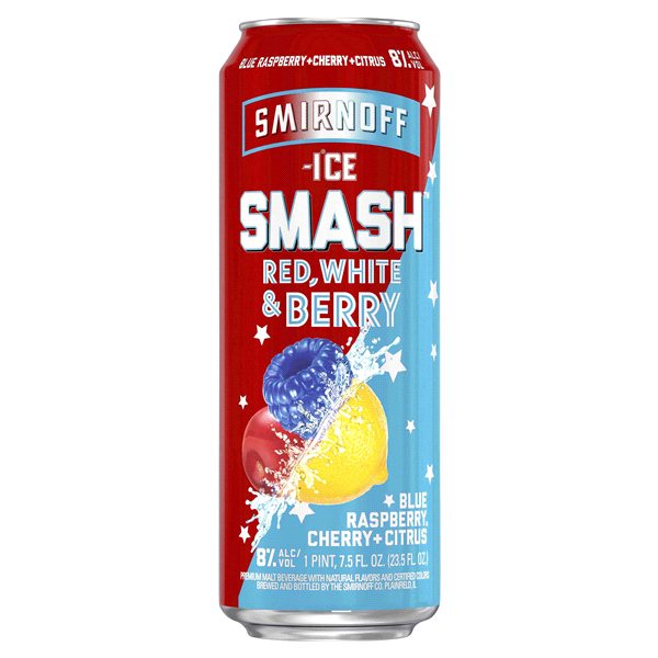 slide 1 of 1, Smirnoff Ice Smash Red, Whit & Blue Can, 23.5 oz