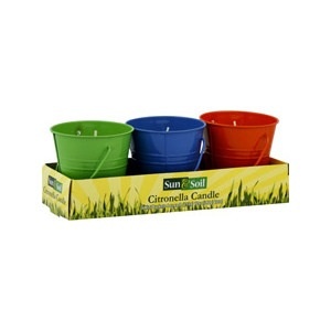 slide 1 of 1, Sun & Soil Mini Bucket Citronella Candles, 3 ct; 4 oz; 113 gram