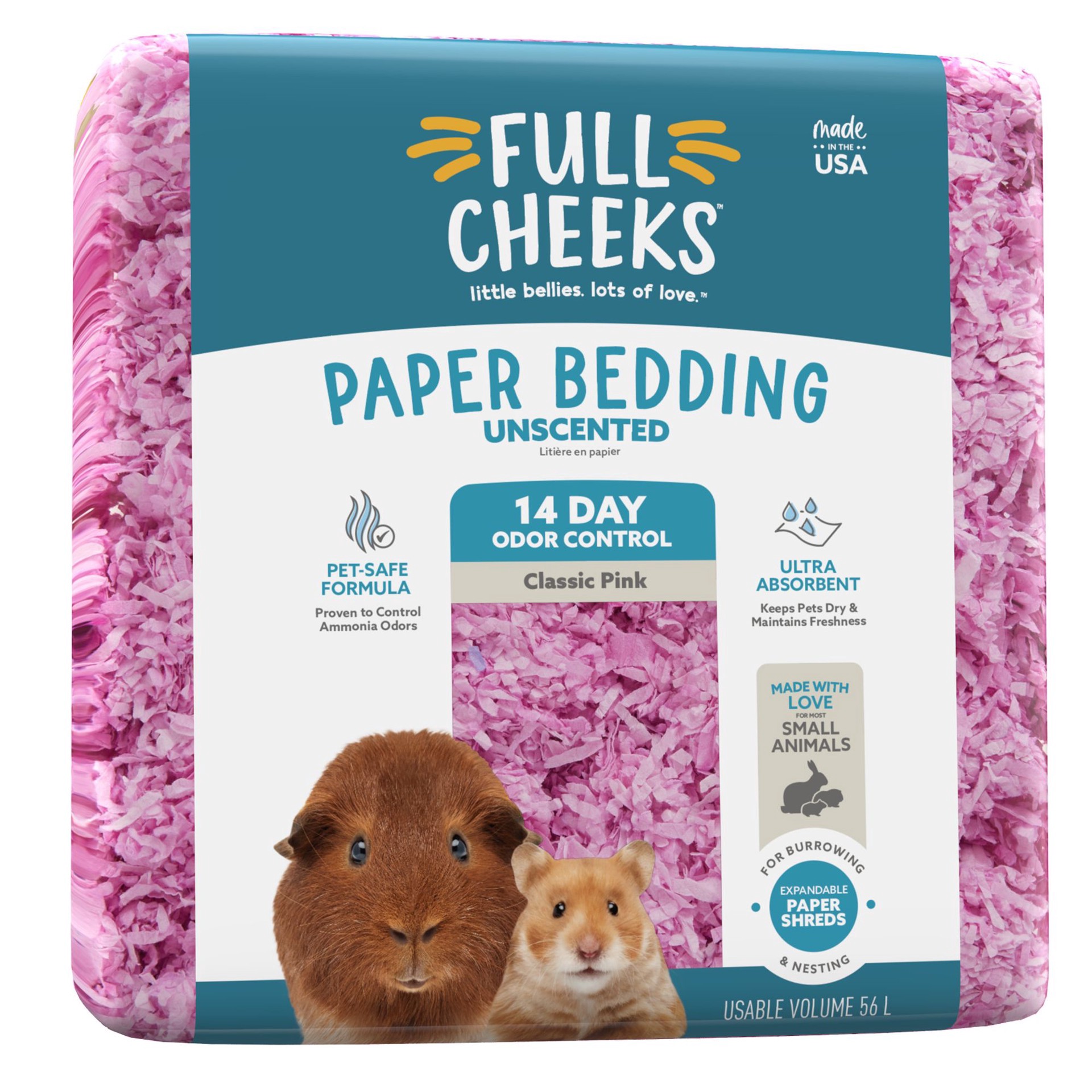 slide 1 of 1, Full Cheeks Odor Control Small Pet Paper Bedding - Classic Pink, 56 liter