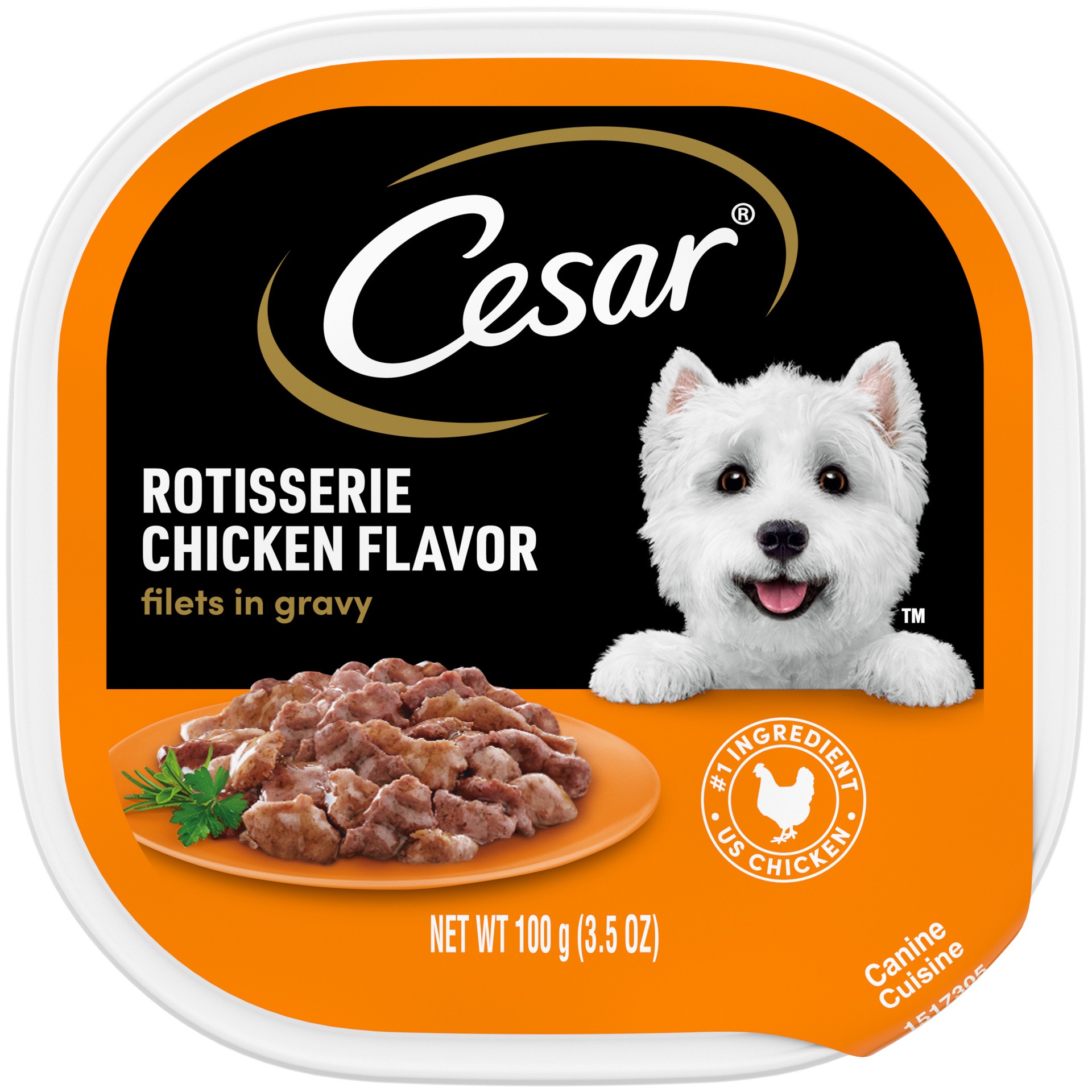 slide 1 of 6, Cesar Wet Dog Food Filets in Gravy Rotisserie Chicken Flavor Tray, 3.5 oz