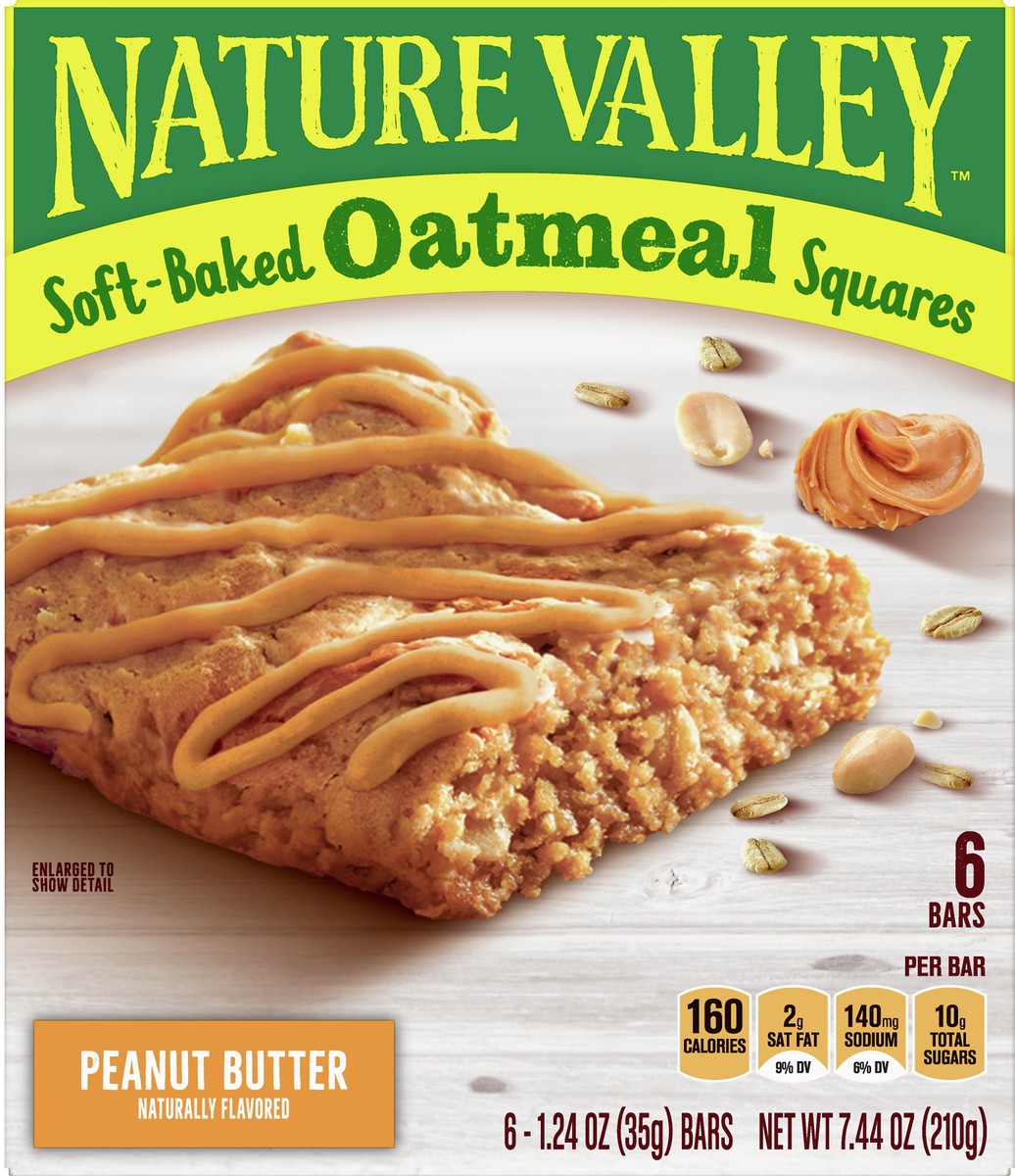 slide 12 of 12, Nature Valley Soft-Baked Peanut Butter Oatmeal Squares 6 ea, 6 ct 1.24 oz