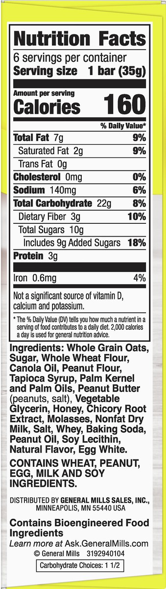slide 10 of 12, Nature Valley Soft-Baked Peanut Butter Oatmeal Squares 6 ea, 6 ct 1.24 oz