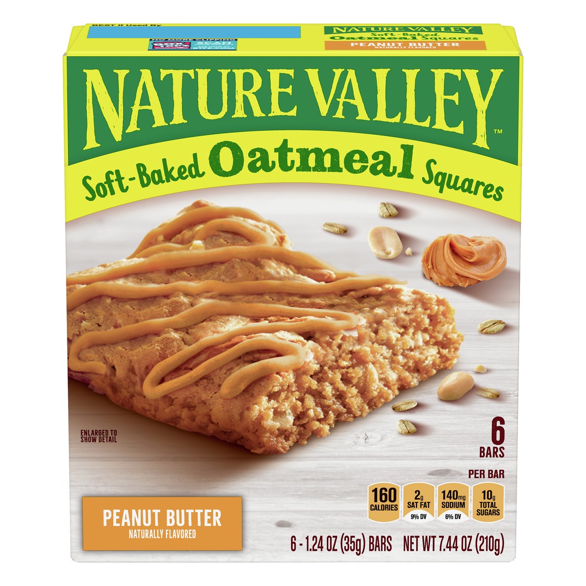 slide 1 of 12, Nature Valley Soft-Baked Peanut Butter Oatmeal Squares 6 ea, 6 ct 1.24 oz