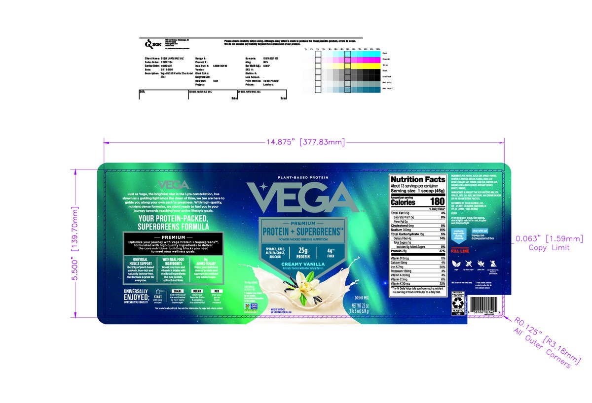 slide 2 of 9, Vega Premium Protein + Supergreens Creamy Vanilla Drink Mix 22 oz, 21.7 oz