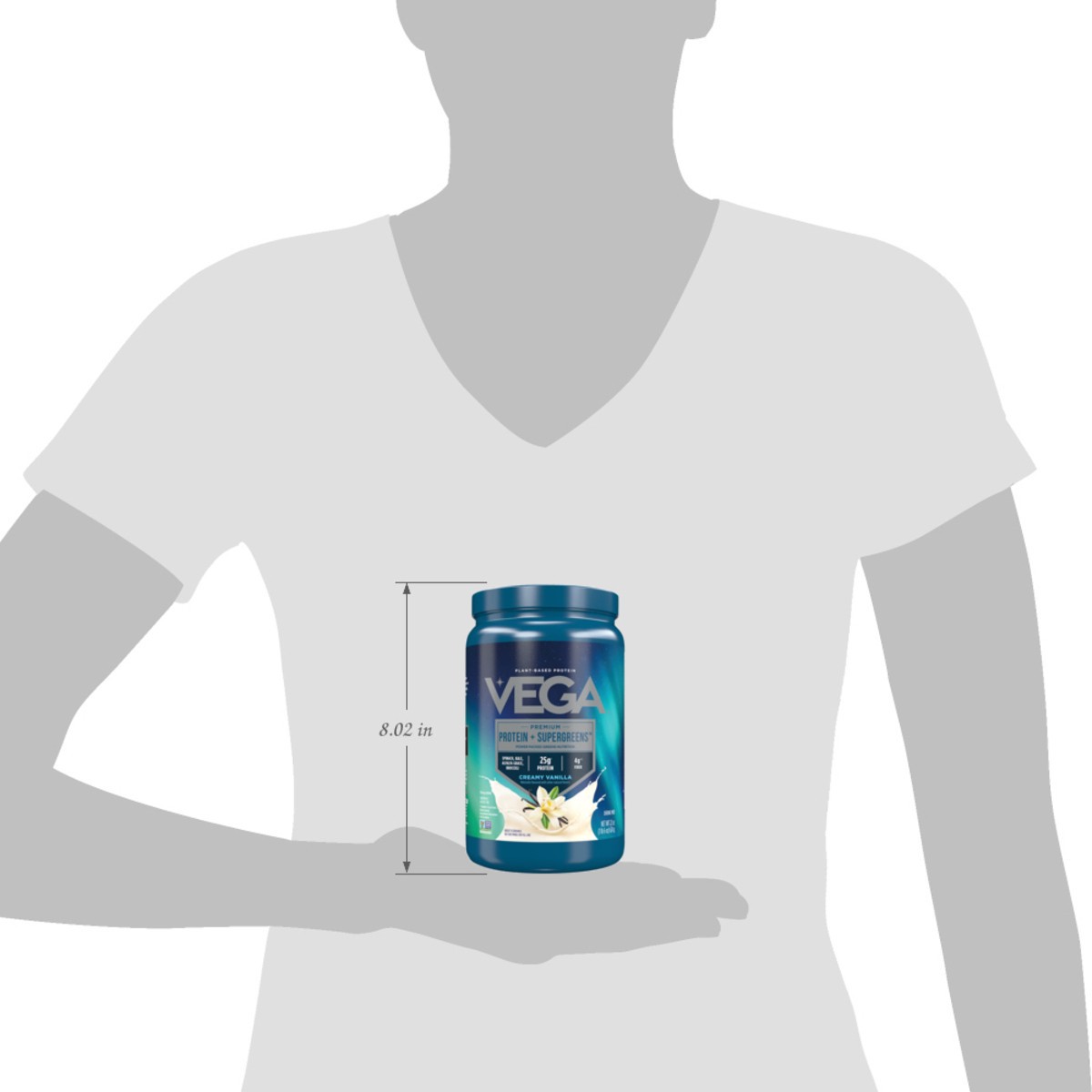 slide 6 of 9, Vega Premium Protein + Supergreens Creamy Vanilla Drink Mix 22 oz, 21.7 oz