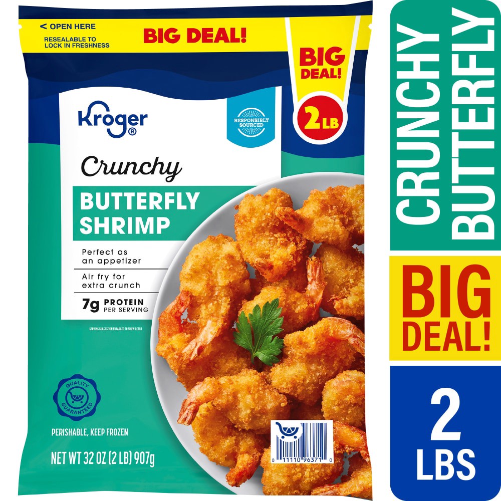 slide 1 of 2, Kroger Crunchy Jumbo Butterfly Shrimp, 32 oz