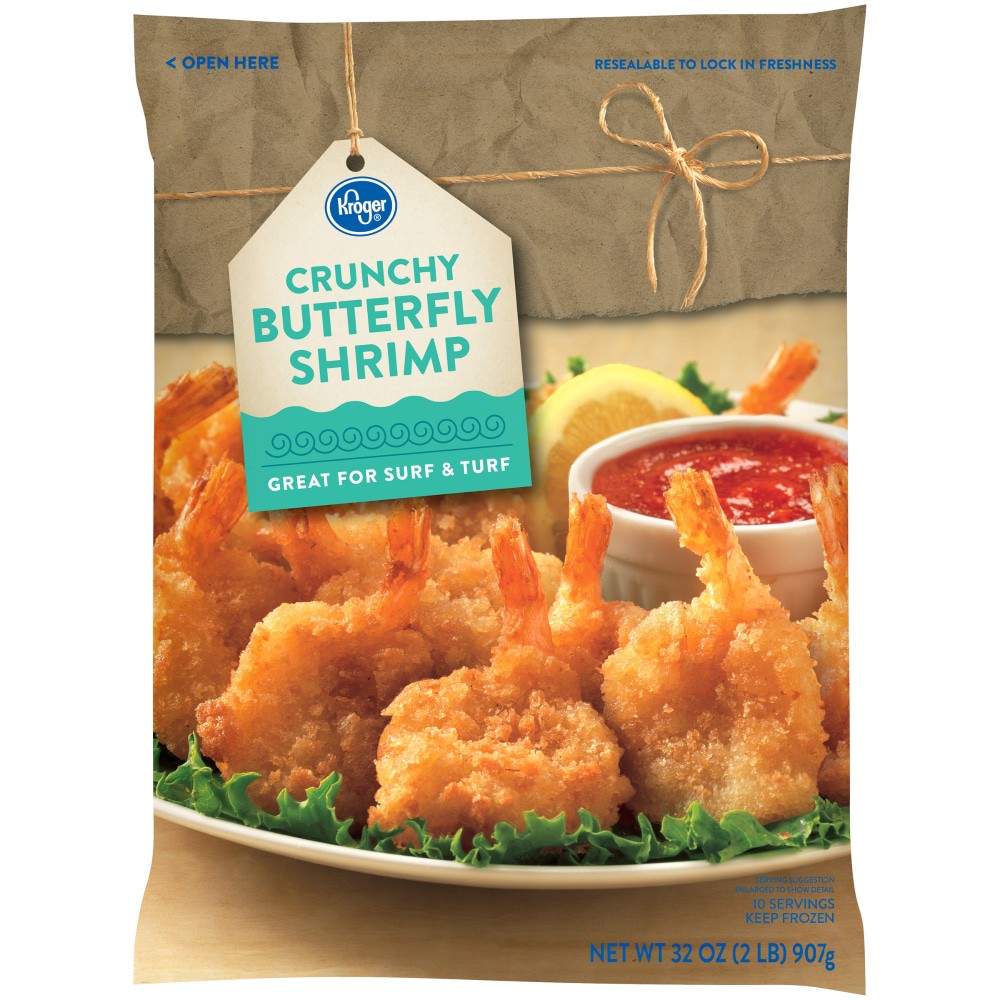 slide 1 of 2, Kroger Crunchy Jumbo Butterfly Shrimp, 32 oz