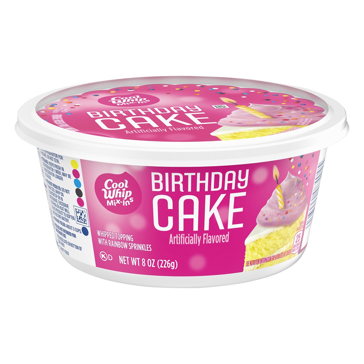 slide 6 of 10, Cool Whip Mix-Ins Birthday Cake Whipped Topping with Rainbow Sprinkles 8 oz, 8 oz