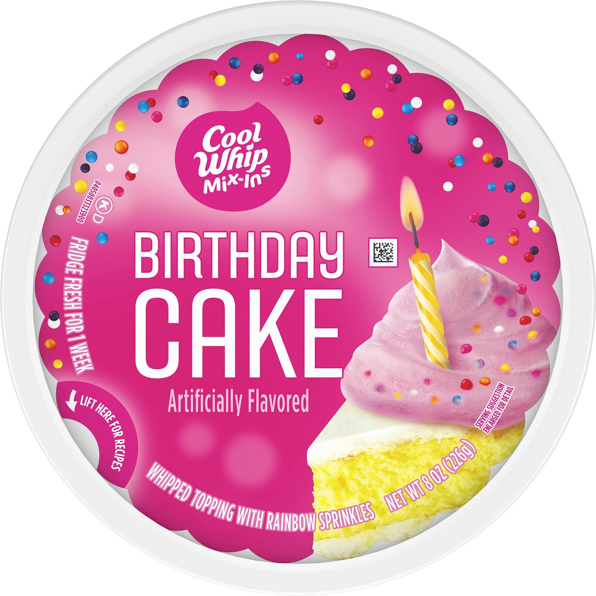 slide 9 of 10, Cool Whip Mix-Ins Birthday Cake Whipped Topping with Rainbow Sprinkles 8 oz, 8 oz