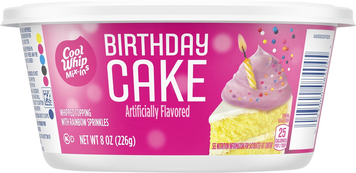 slide 1 of 10, Cool Whip Mix-Ins Birthday Cake Whipped Topping with Rainbow Sprinkles 8 oz, 8 oz