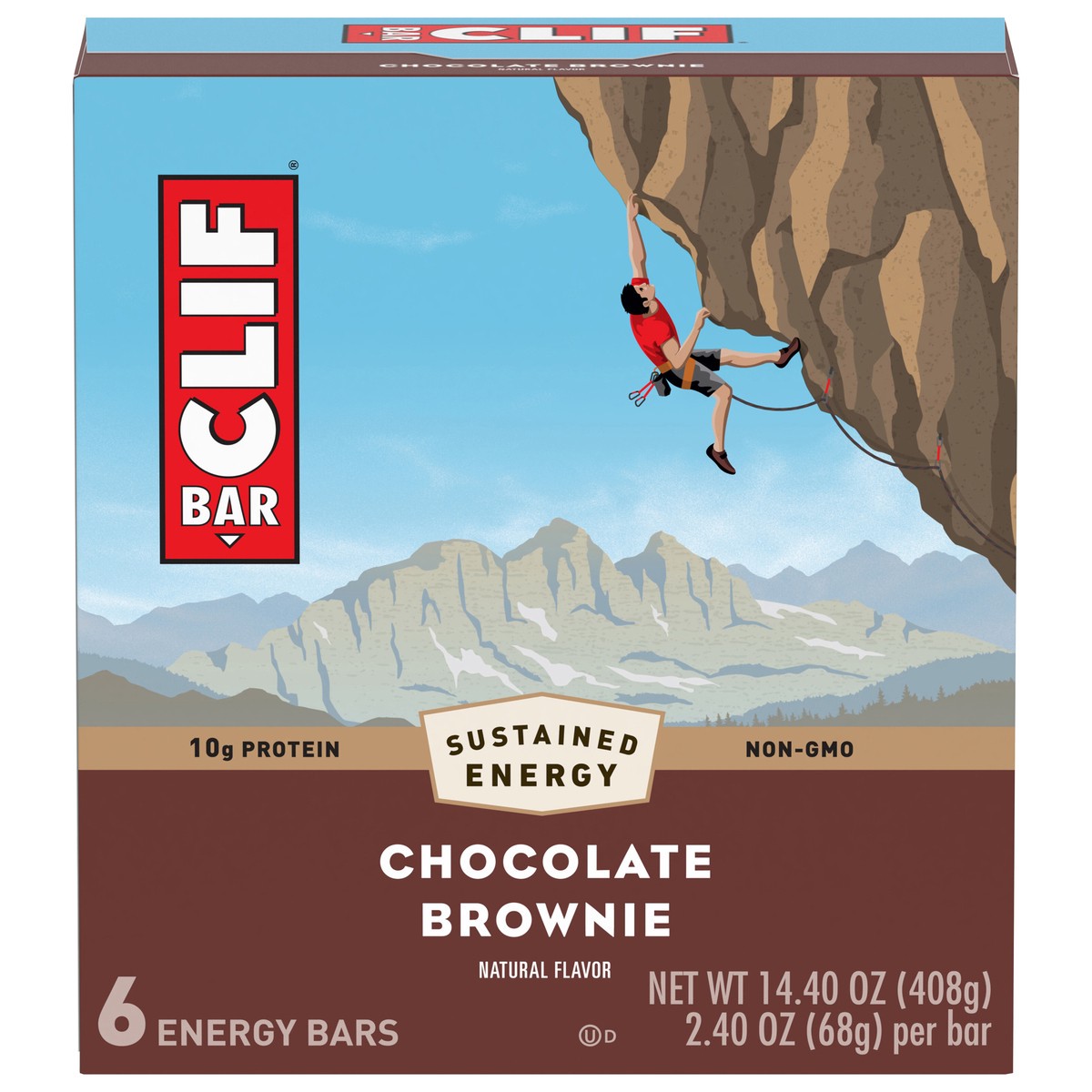 slide 1 of 9, CLIF BAR - Chocolate Brownie Flavor - Made with Organic Oats - 10g Protein - Non-GMO - Plant Based - Energy Bars - 2.4 oz. (6 Pack), 6 ct