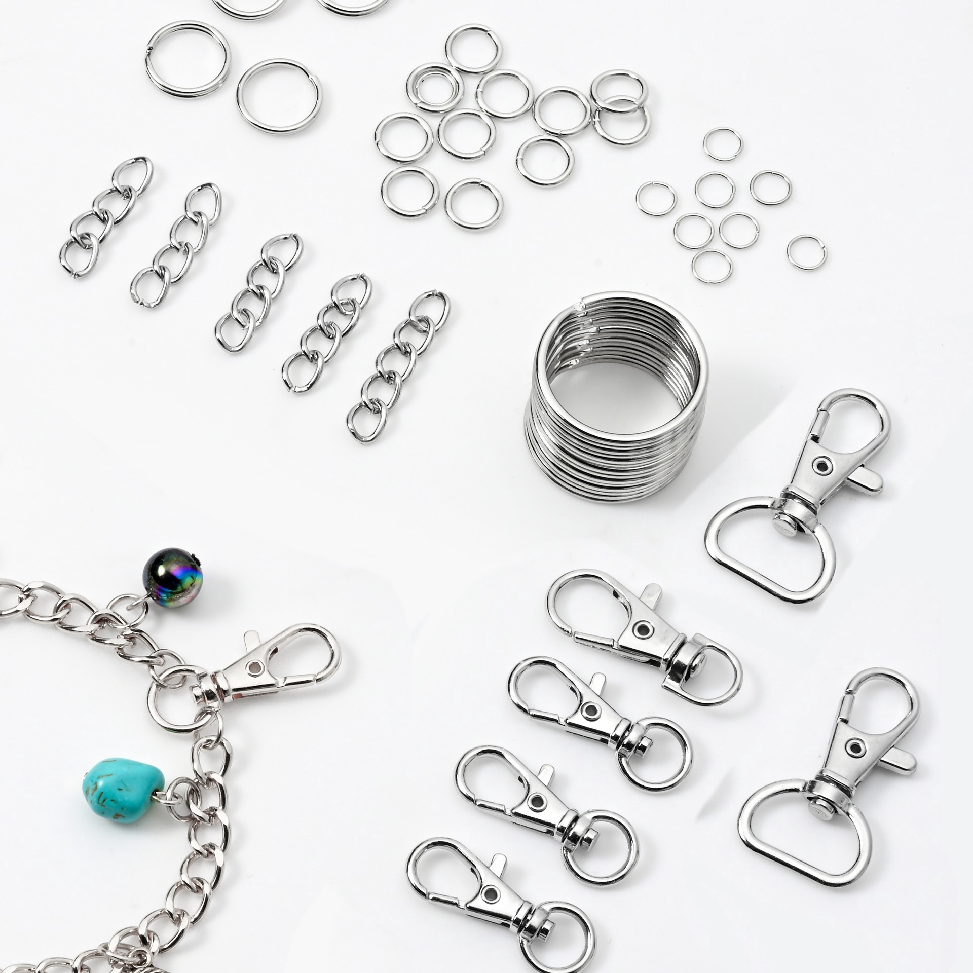 slide 2 of 3, Rhodium Keychain-Making Findings Kit By Bead Landing, 7 mm
